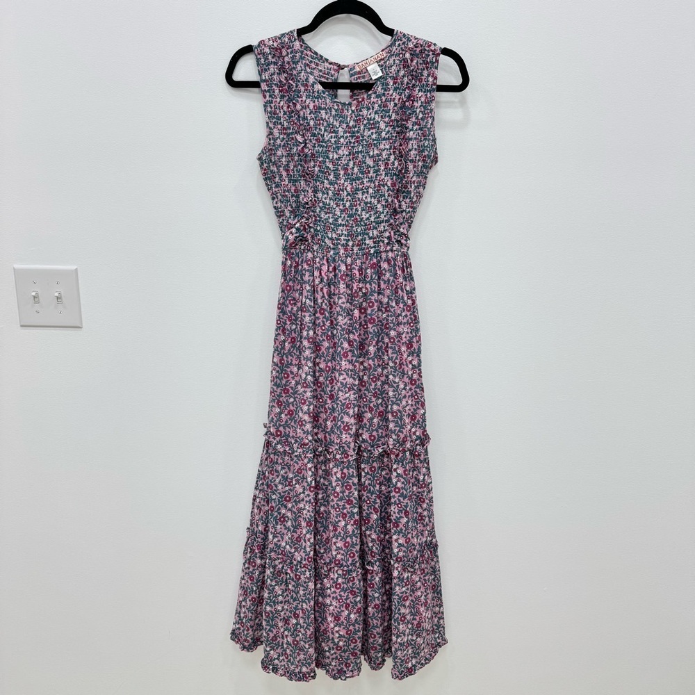 Tuckernuck Banjanan Smocked Tiered Ruffle Isha Wild Scattered Dress Block Print - Picture 4 of 11